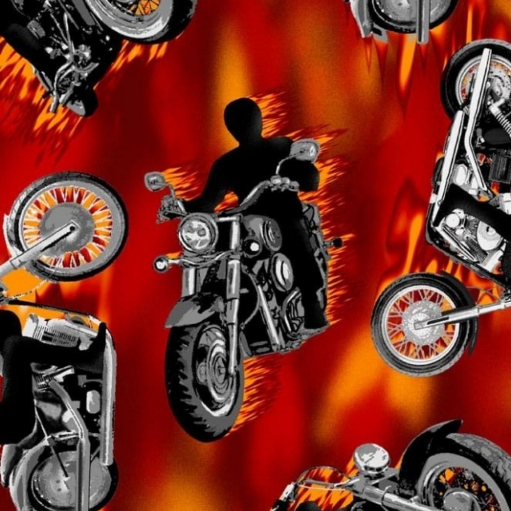 Craft Fabric 36"X60"WIDE Motorcycle Flames